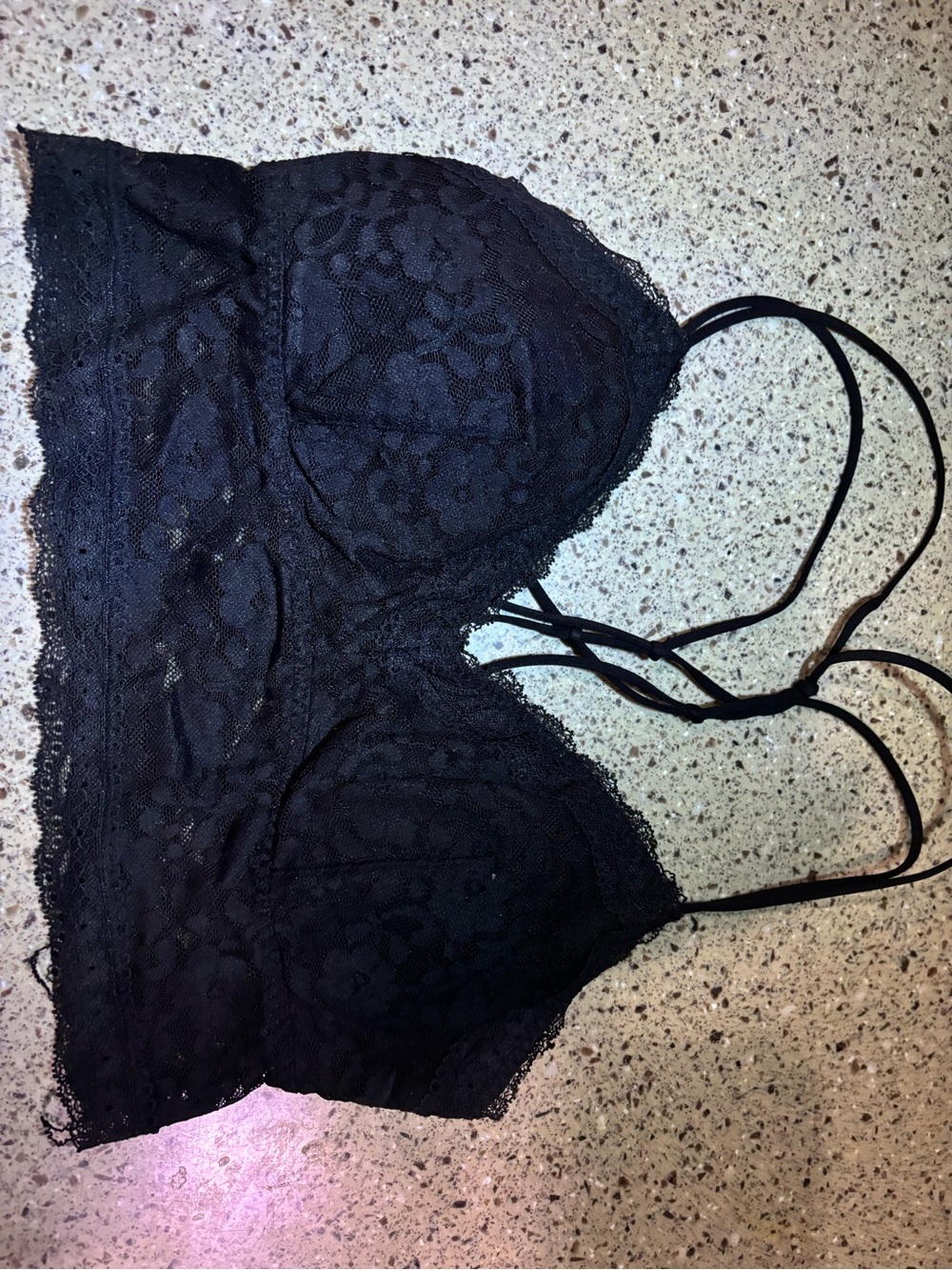 Lace Bralette with Adjustable Straps - Black